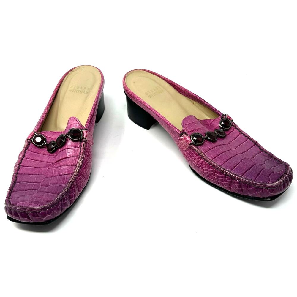 Stuart Weitzman Size 9 Clog Pink Open Back Loafer… - image 1